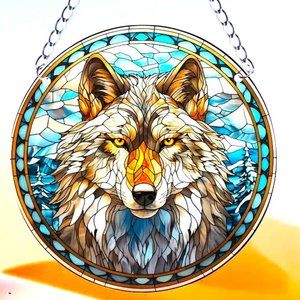 Wolf Suncatcher Hanging In/Outdoor Native Wild Wolves Dog Wall Deco Window NEW